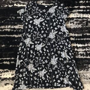 old navy jersey blk/wht floral swing dress XL Tall